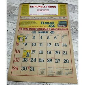 Vintage Citronelle Drugs Store‎ Pharmacy Advertising Calendar Mobile AL  1995
